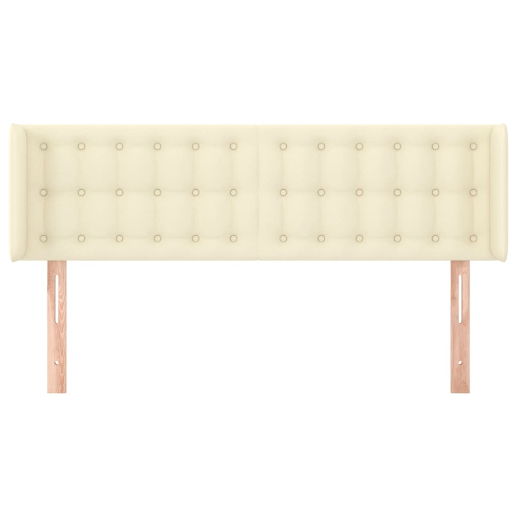 sengegavl med kanter 147x16x78/88 cm kunstlæder cremefarvet