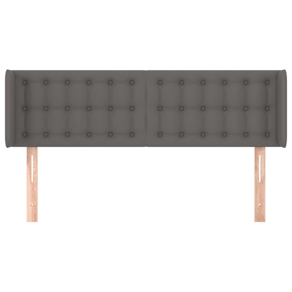sengegavl med kanter 147x16x78/88 cm kunstlæder grå
