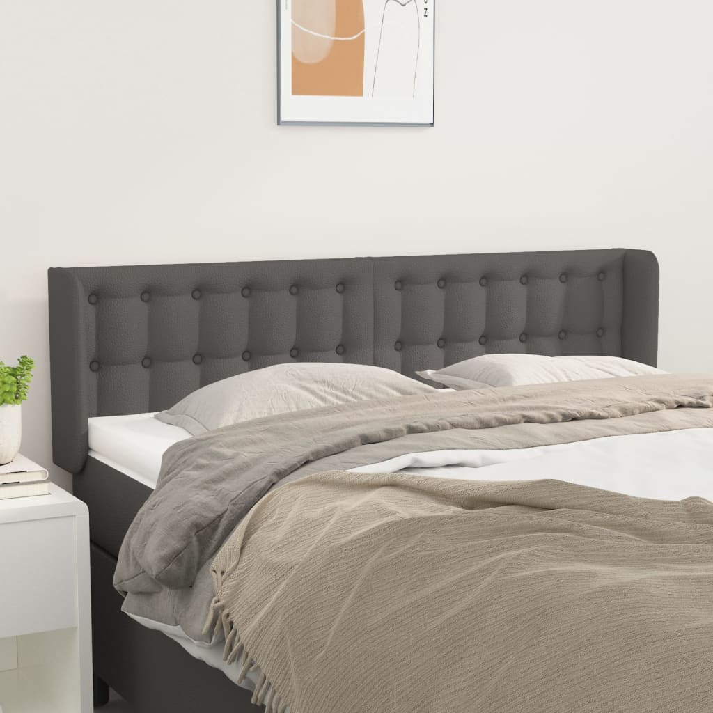 sengegavl med kanter 147x16x78/88 cm kunstlæder grå
