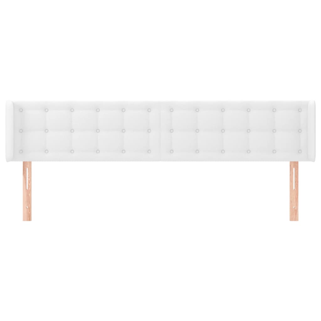 sengegavl med kanter 163x16x78/88 cm kunstlæder hvid