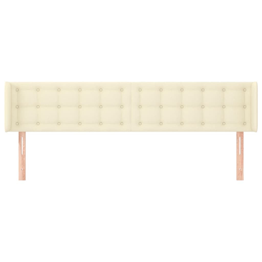 sengegavl med kanter 163x16x78/88 cm kunstlæder cremefarvet
