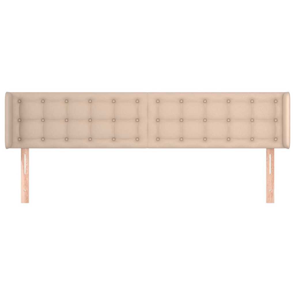 sengegavl med kanter 163x16x78/88 cm kunstlæder cappuccino