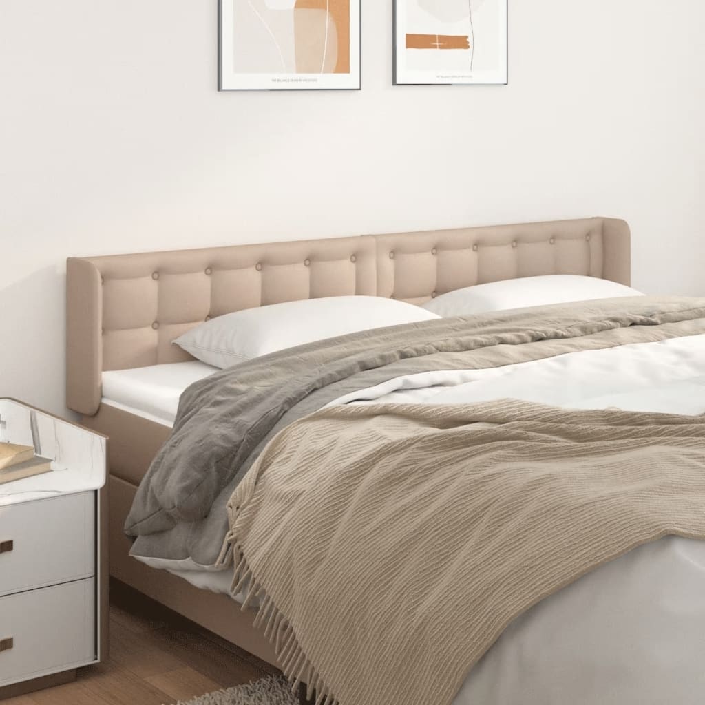 sengegavl med kanter 163x16x78/88 cm kunstlæder cappuccino