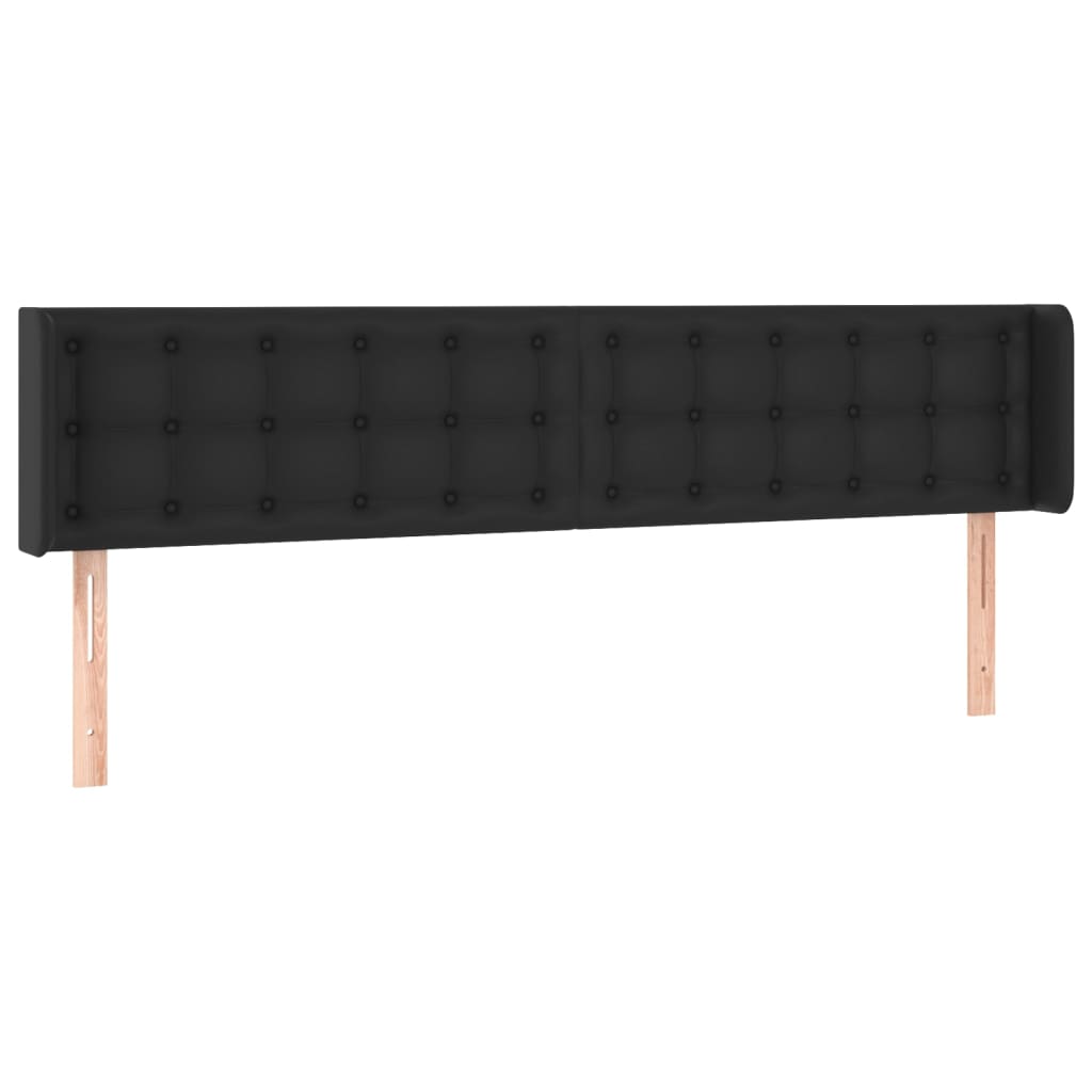 sengegavl med kanter 183x16x78/88 cm kunstlæder sort