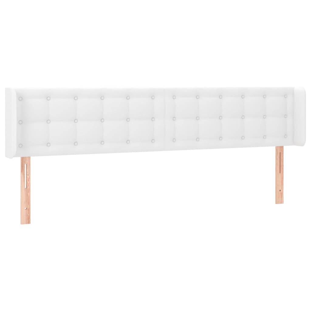 sengegavl med kanter 183x16x78/88 cm kunstlæder hvid