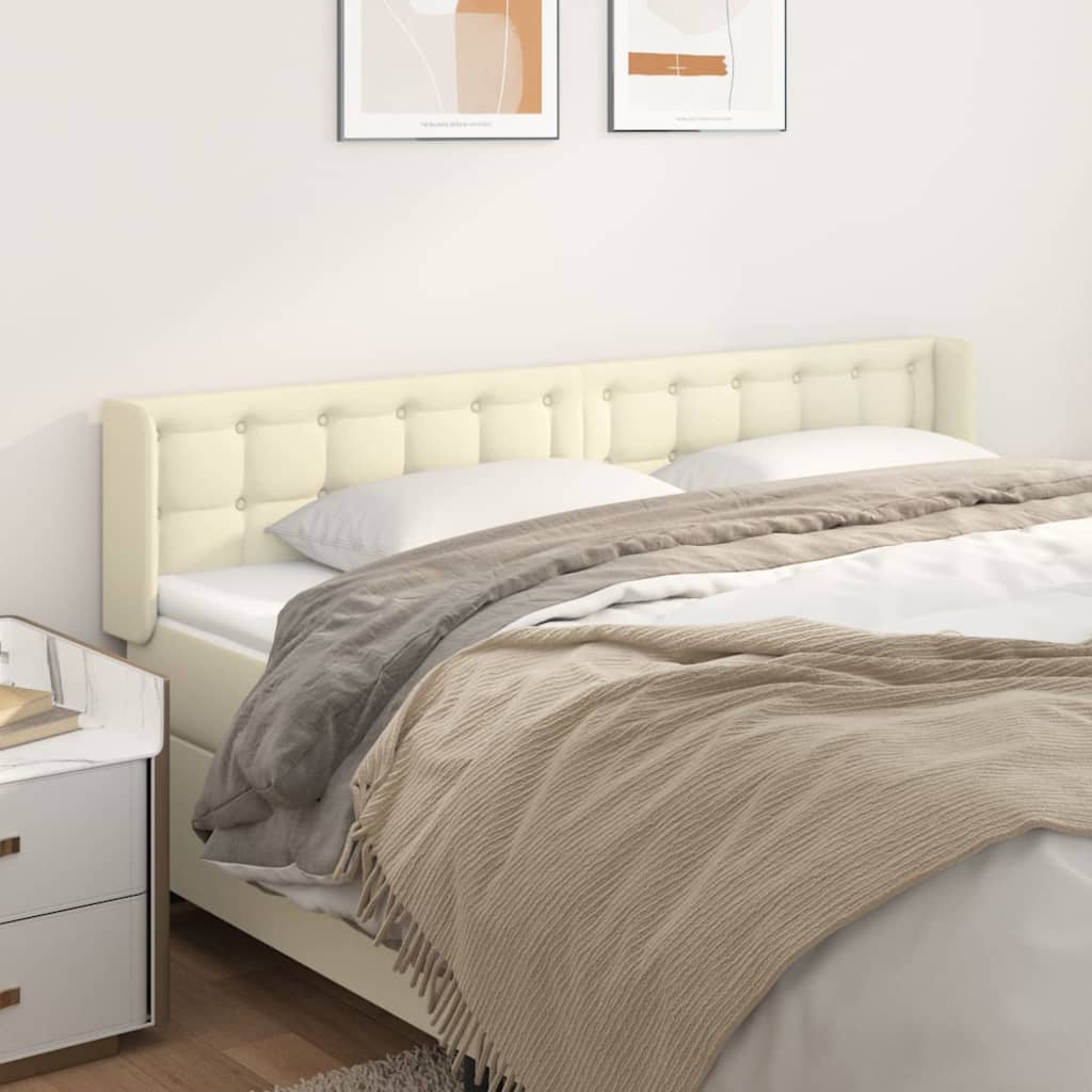 sengegavl med kanter 183x16x78/88 cm kunstlæder cremefarvet