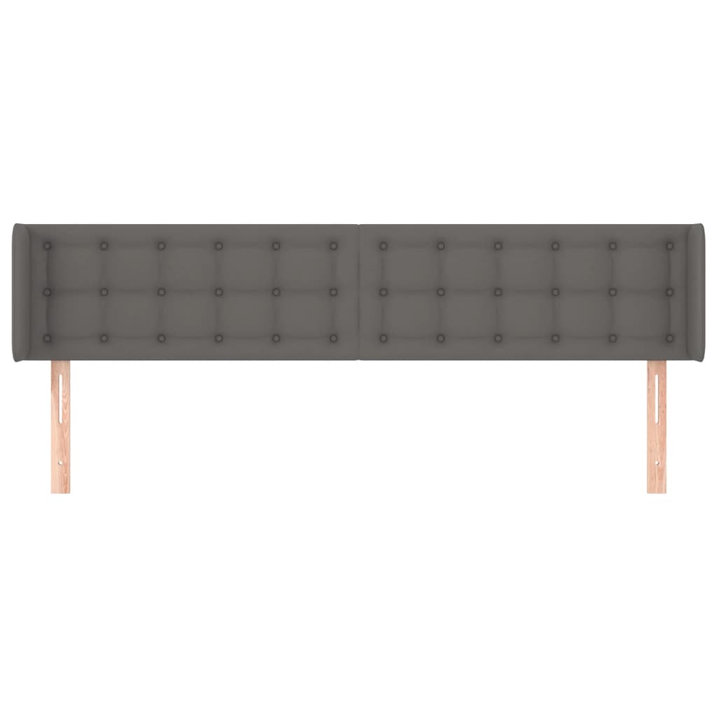 sengegavl med kanter 183x16x78/88 cm kunstlæder grå