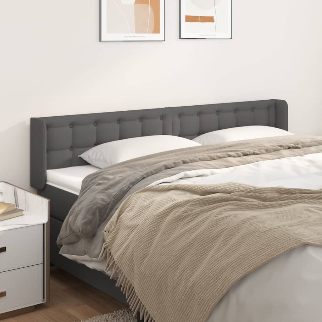 sengegavl med kanter 183x16x78/88 cm kunstlæder grå