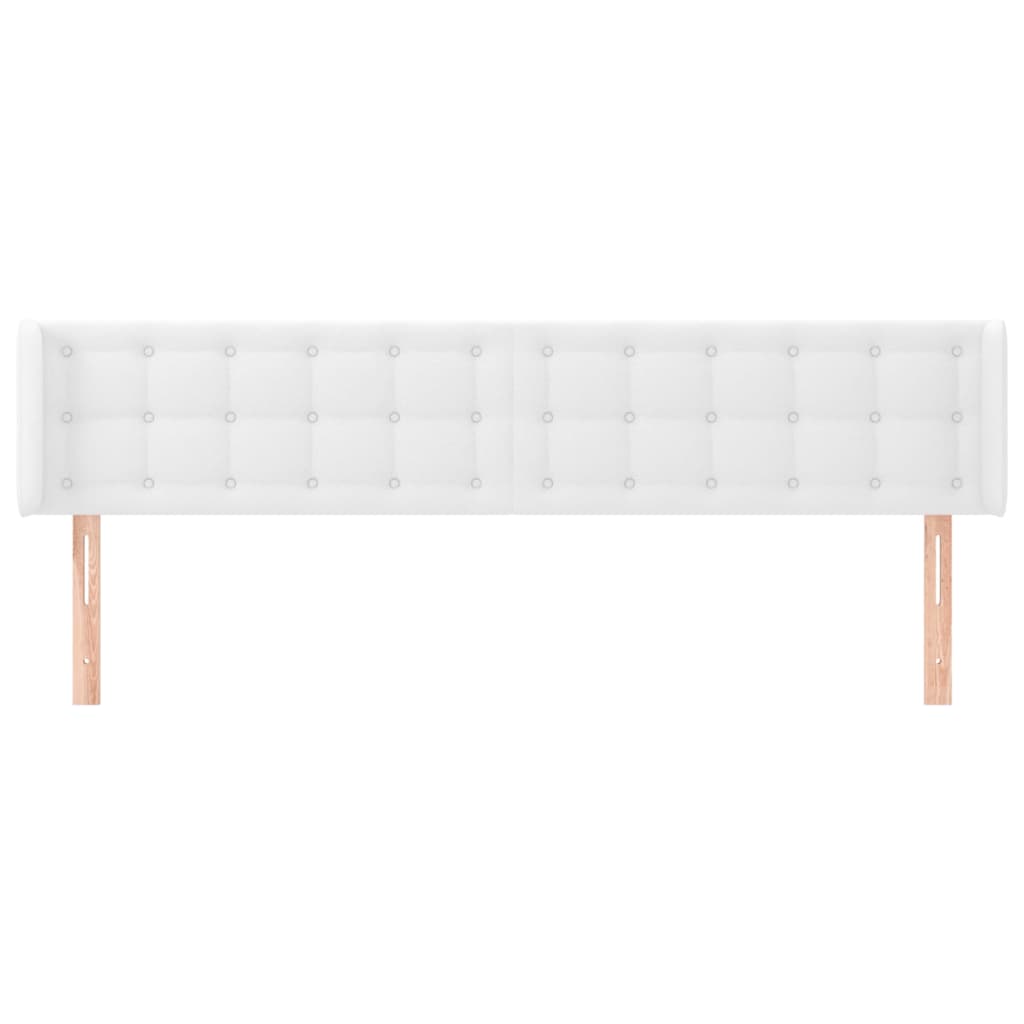 sengegavl med kanter 203x16x78/88 cm kunstlæder hvid