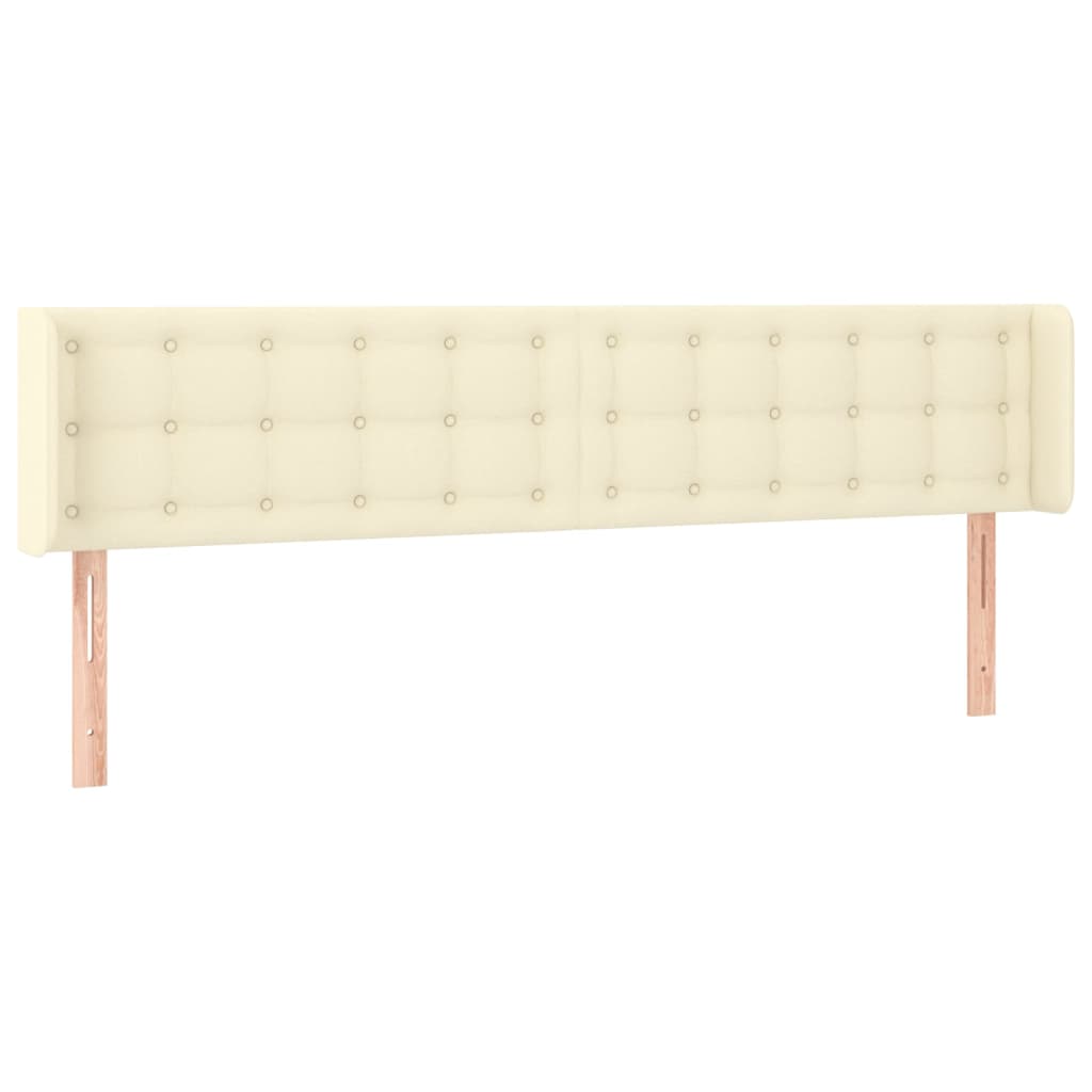 sengegavl med kanter 203x16x78/88 cm kunstlæder cremefarvet