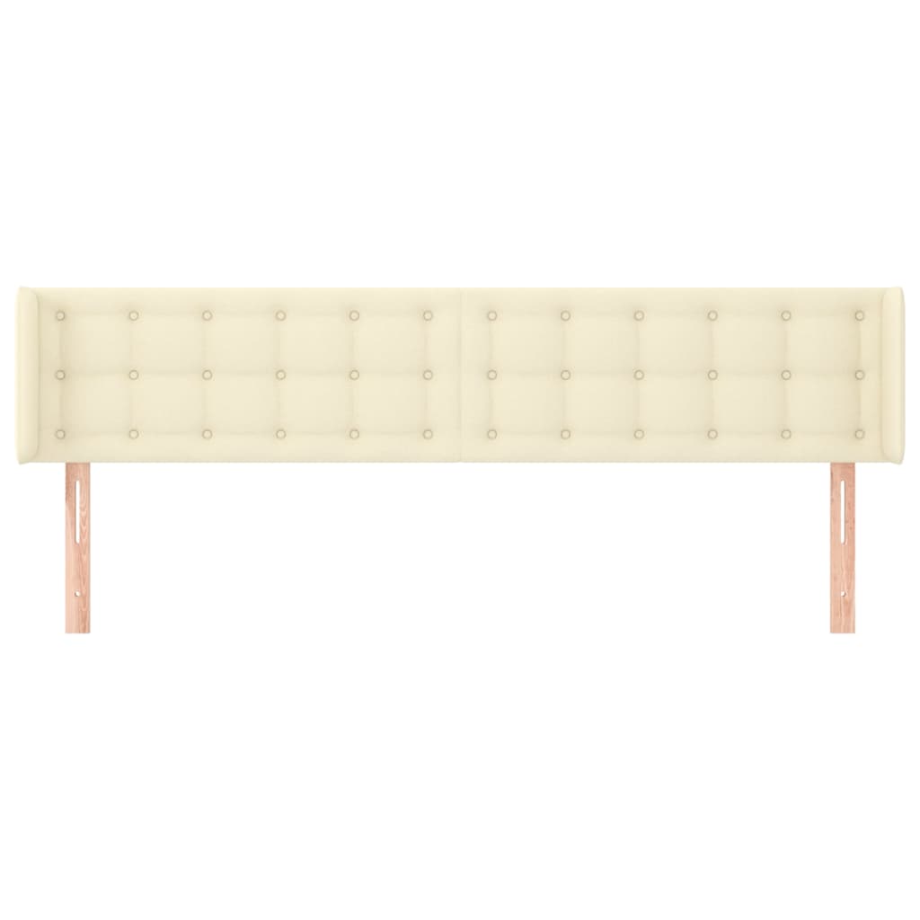 sengegavl med kanter 203x16x78/88 cm kunstlæder cremefarvet