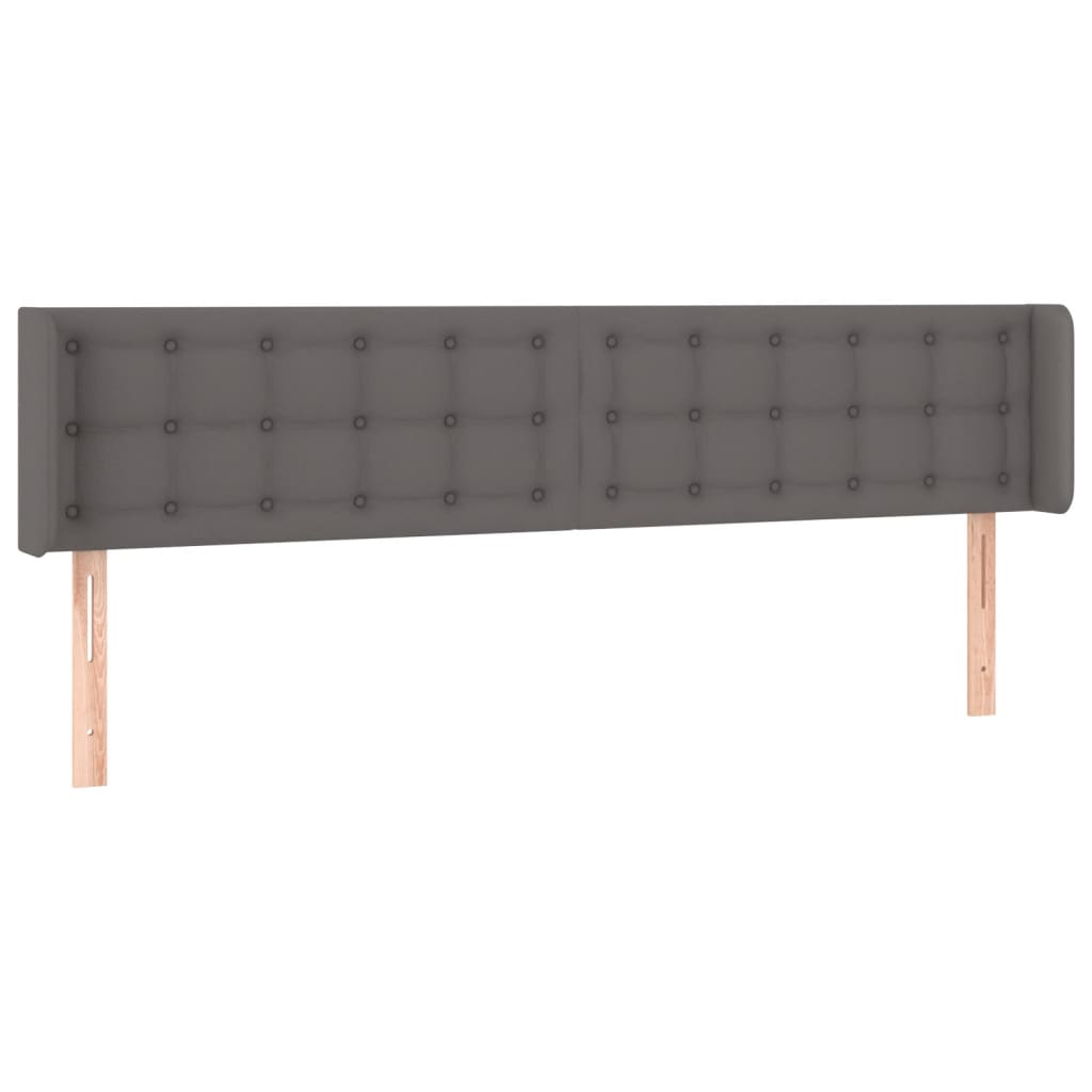 sengegavl med kanter 203x16x78/88 cm kunstlæder grå