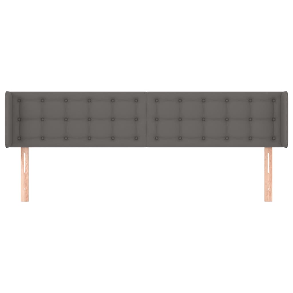 sengegavl med kanter 203x16x78/88 cm kunstlæder grå