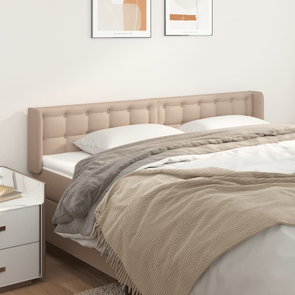 sengegavl med kanter 203x16x78/88 cm kunstlæder cappuccino
