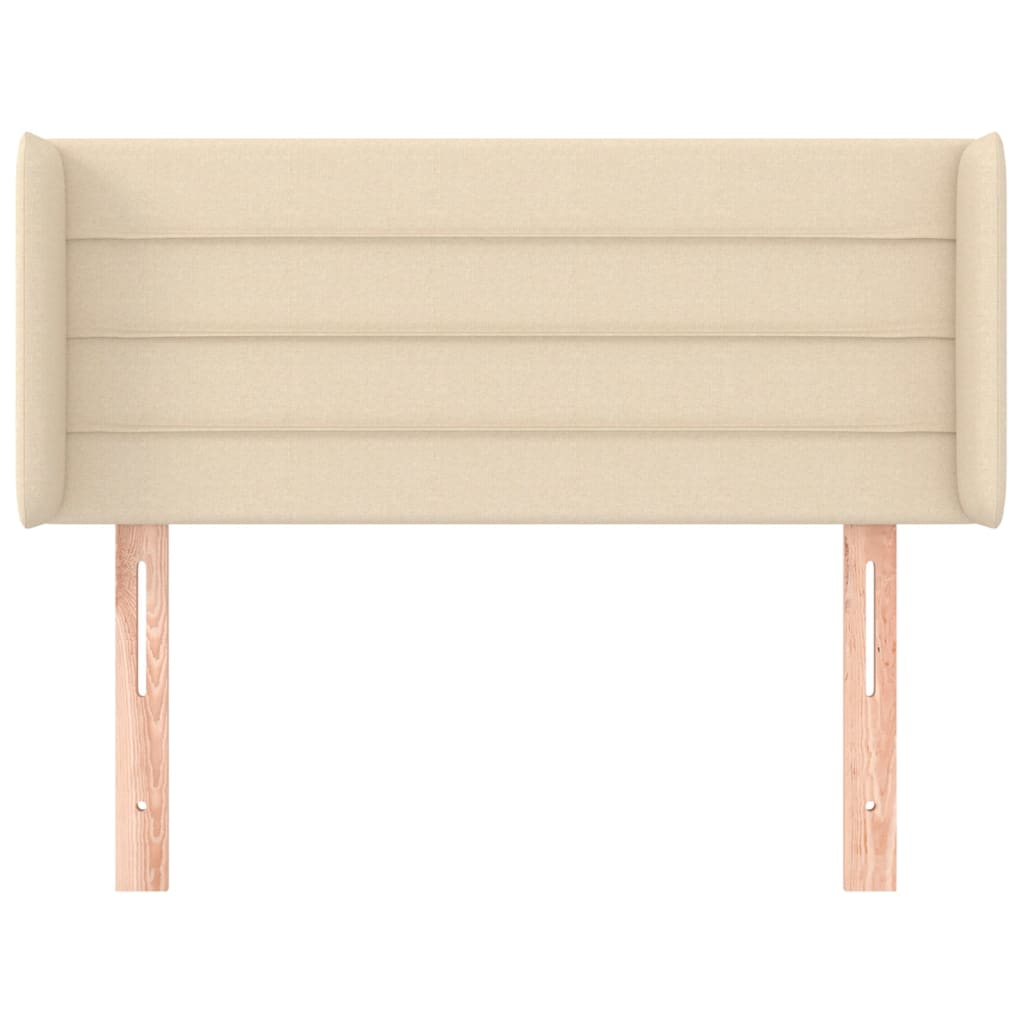 sengegavl med kanter 83x16x78/128 cm stof cremefarvet
