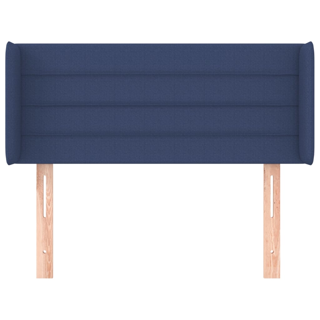 sengegavl med kanter 83x16x78/128 cm stof blå