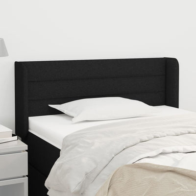 sengegavl med kanter 93x16x78/88 cm stof sort