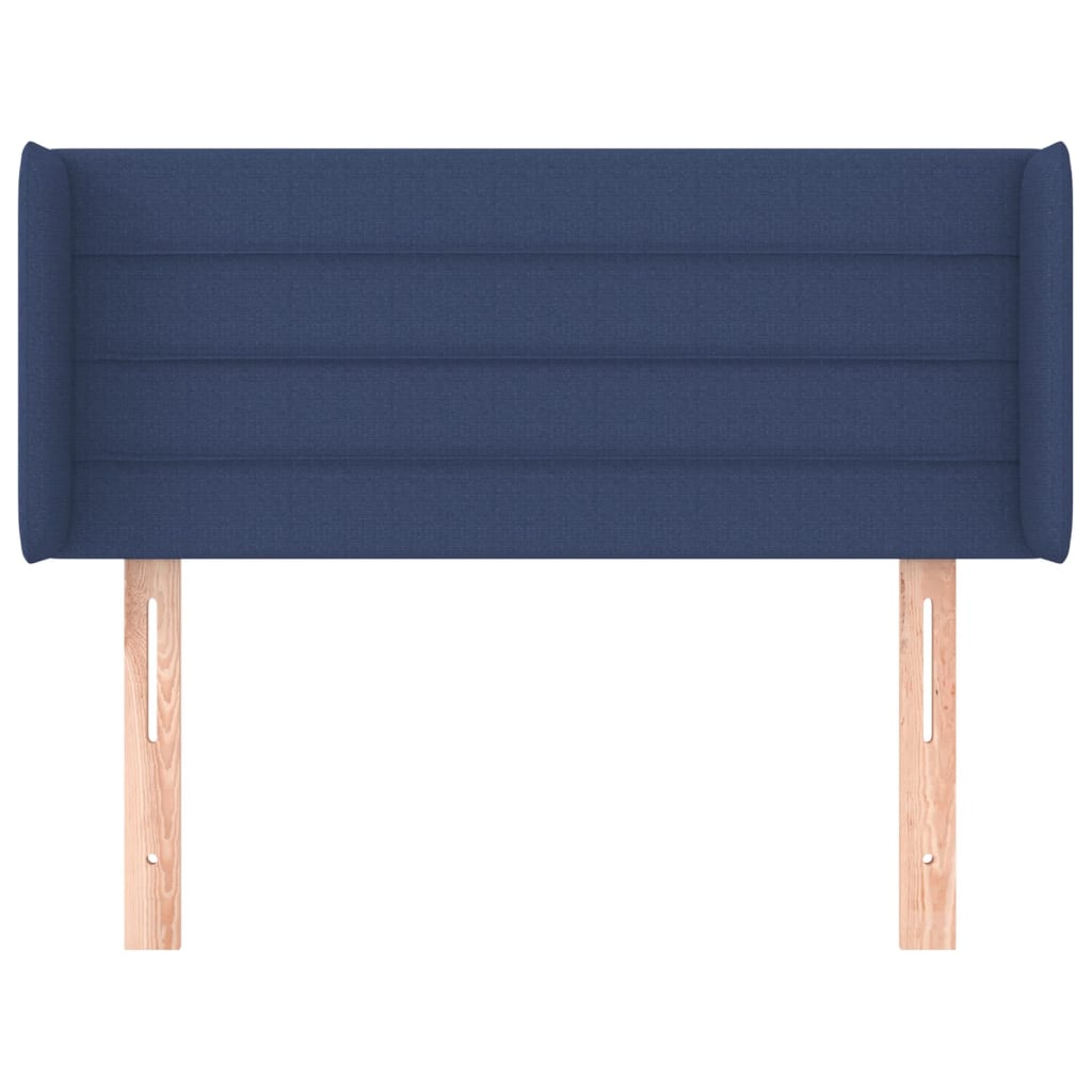 sengegavl med kanter 93x16x78/88 cm stof blå