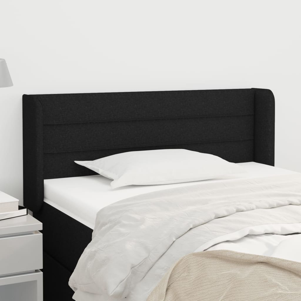 sengegavl med kanter 103x16x78/88 cm stof sort