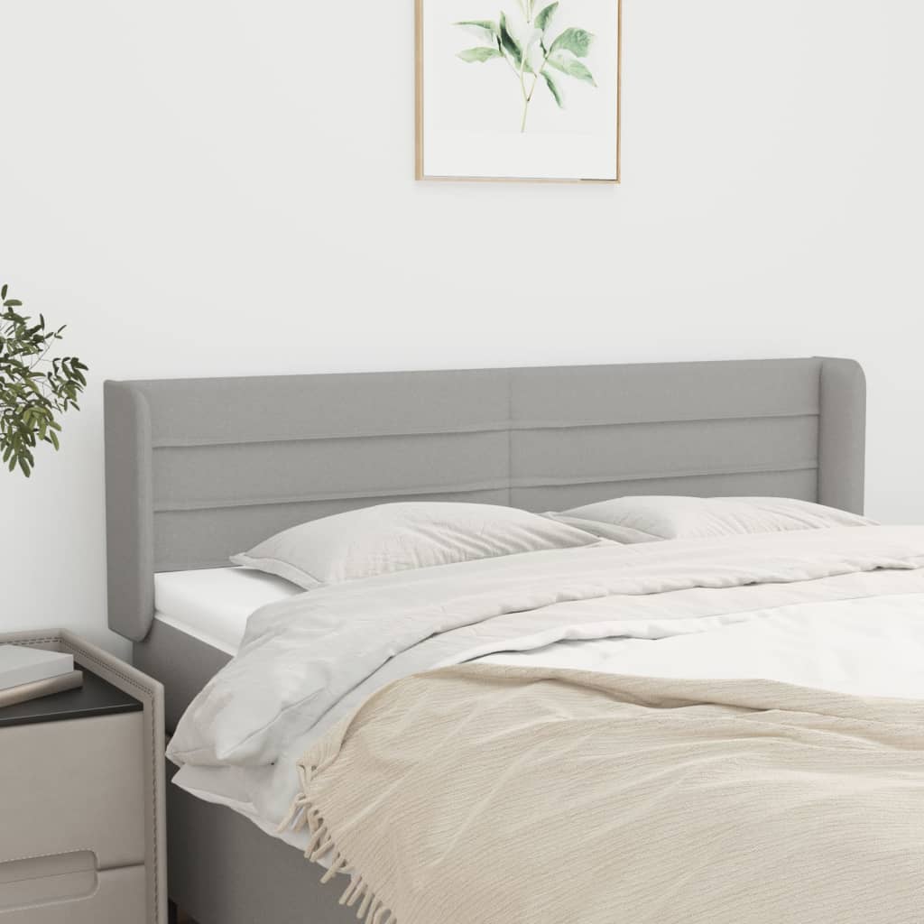 sengegavl med kanter 147x16x78/88 cm stof lysegrå