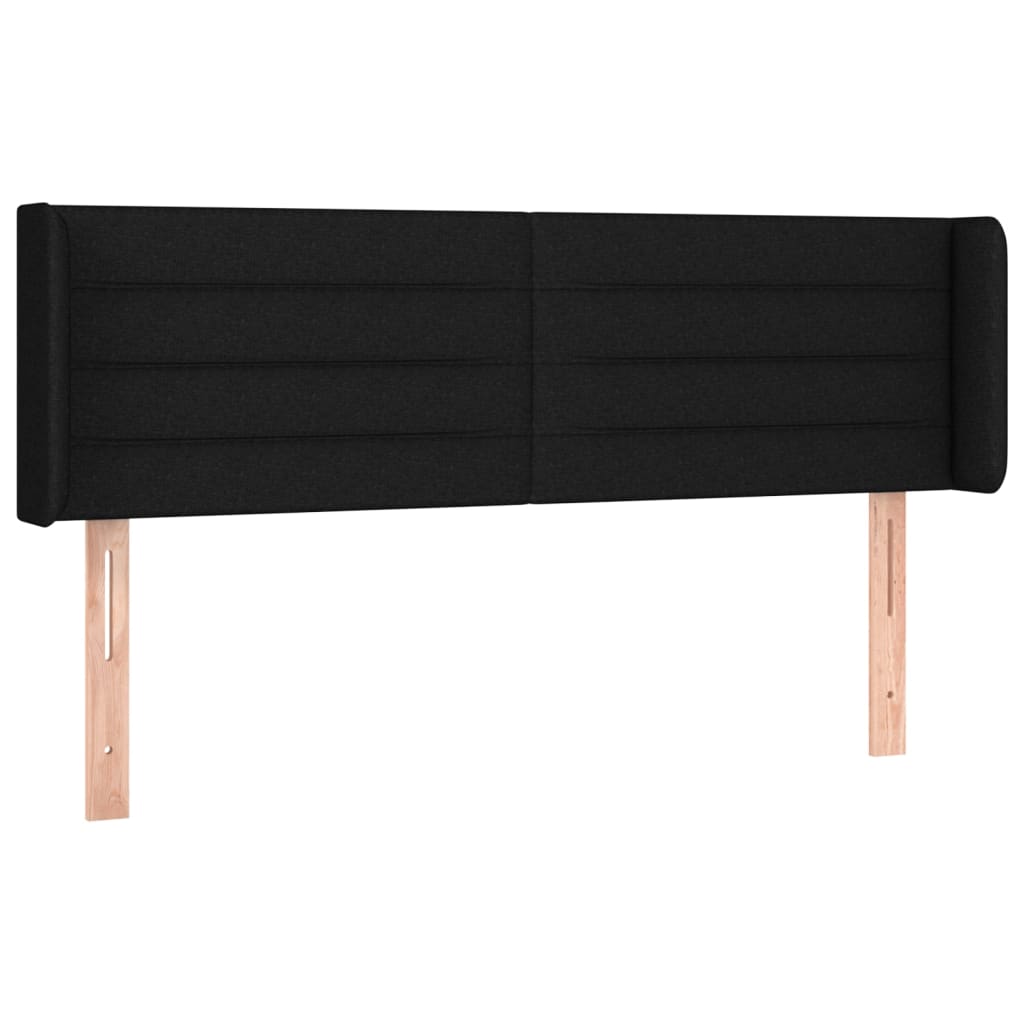 sengegavl med kanter 147x16x78/88 cm stof sort