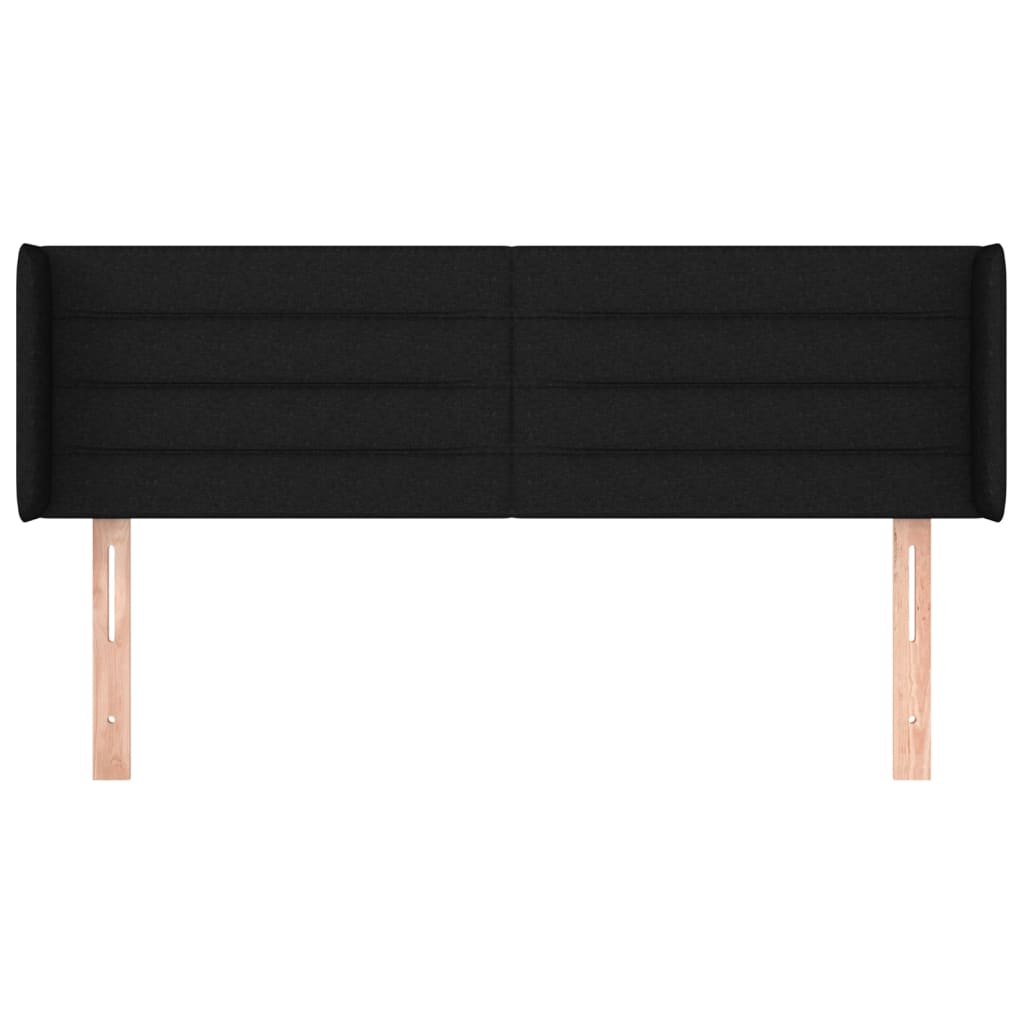 sengegavl med kanter 147x16x78/88 cm stof sort