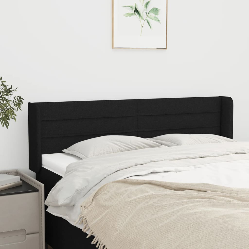 sengegavl med kanter 147x16x78/88 cm stof sort