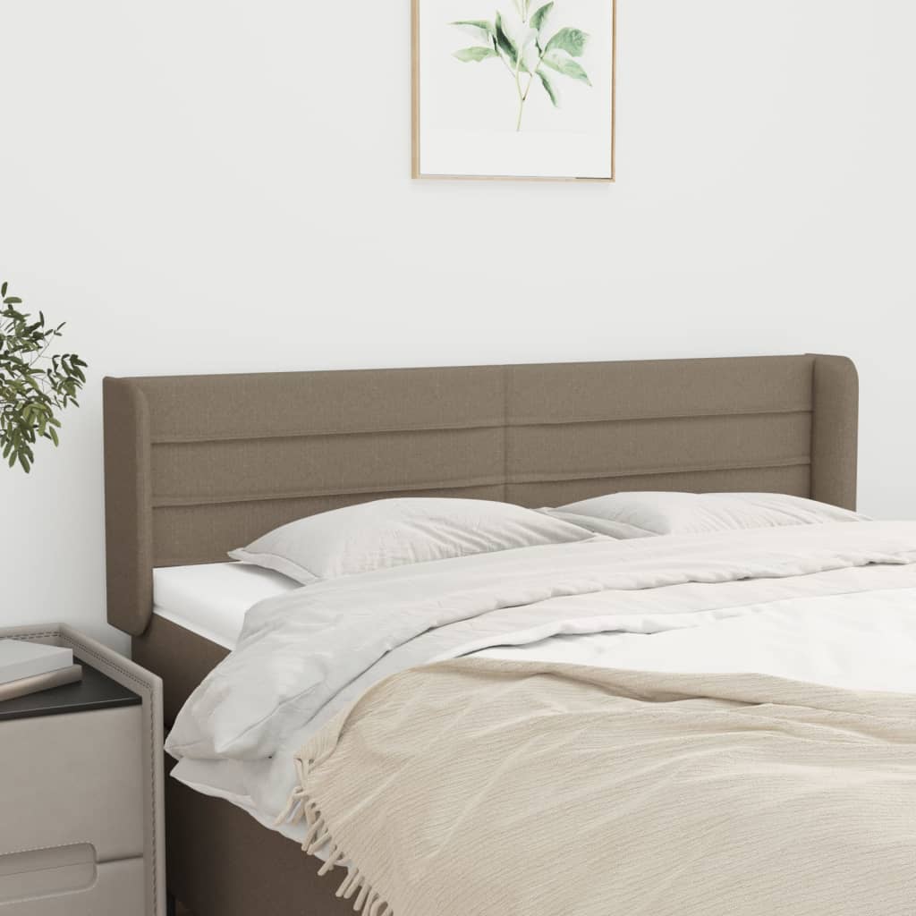 sengegavl med kanter 147x16x78/88 cm stof gråbrun