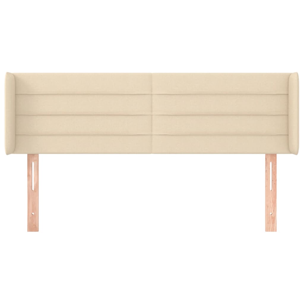 sengegavl med kanter 147x16x78/88 cm stof cremefarvet