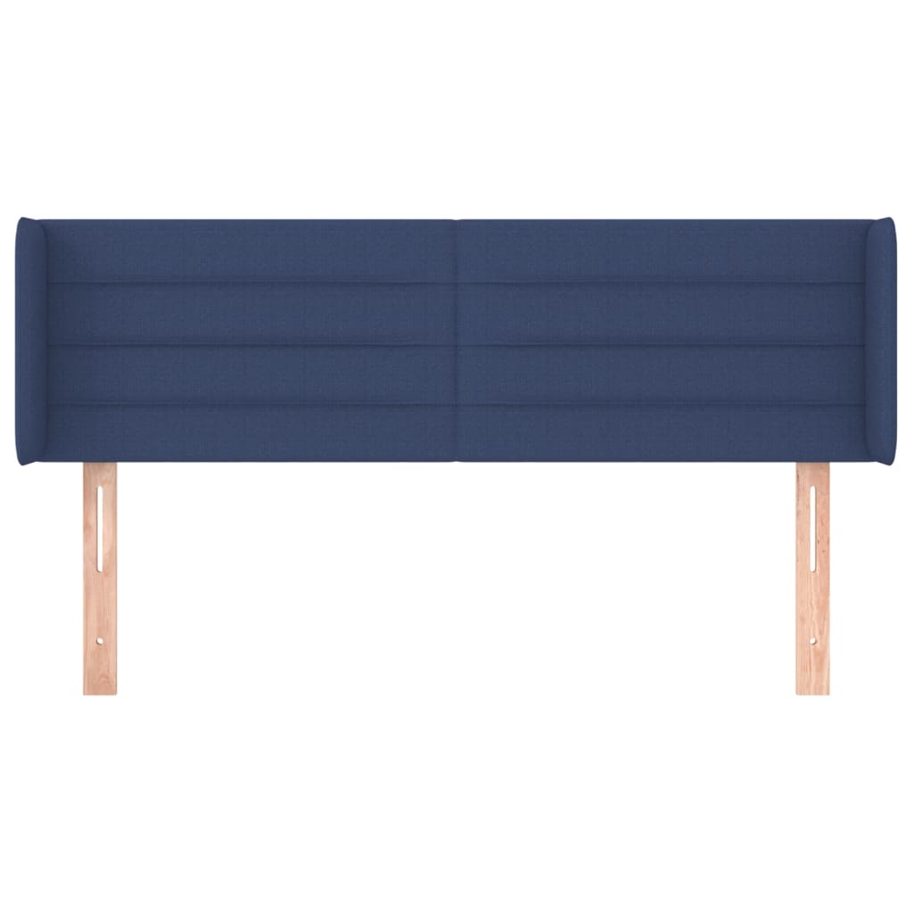 sengegavl med kanter 147x16x78/88 cm stof blå