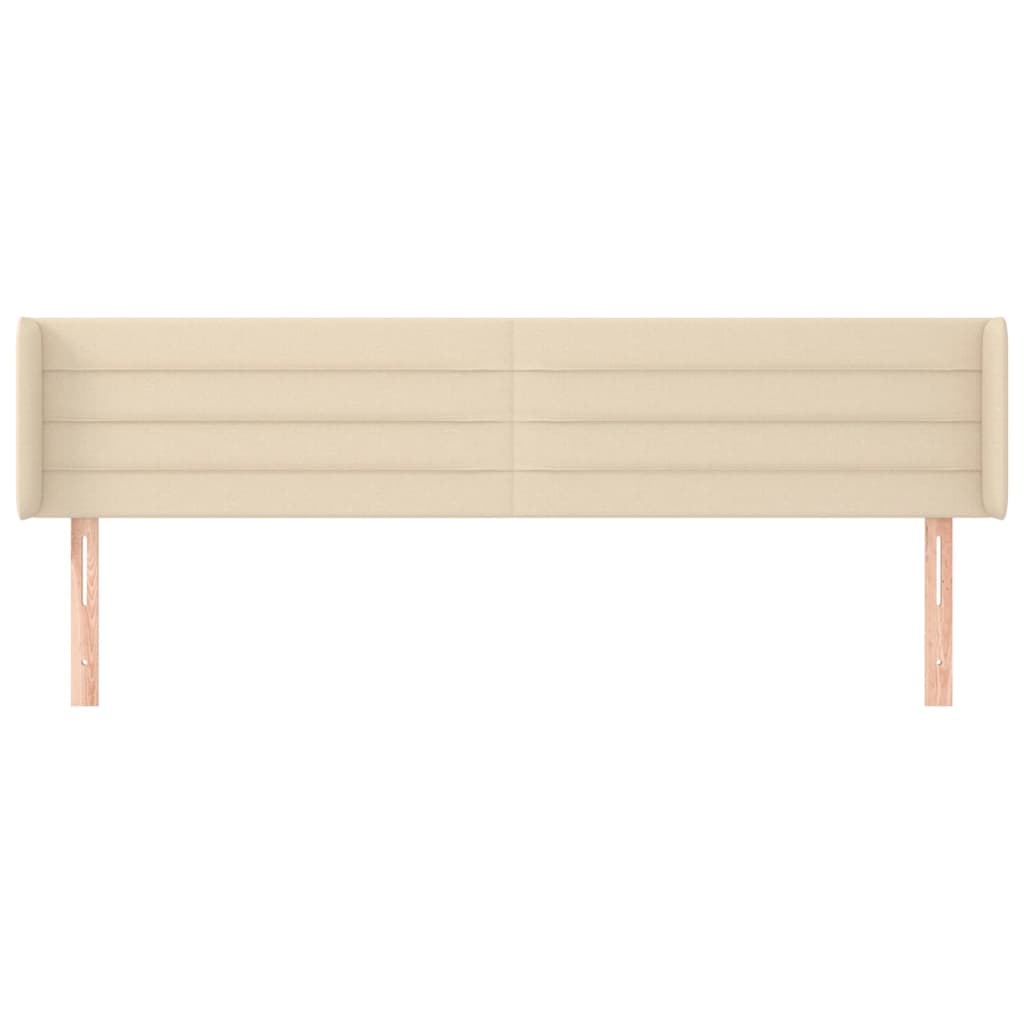 sengegavl med kanter 163x16x78/88 cm stof cremefarvet