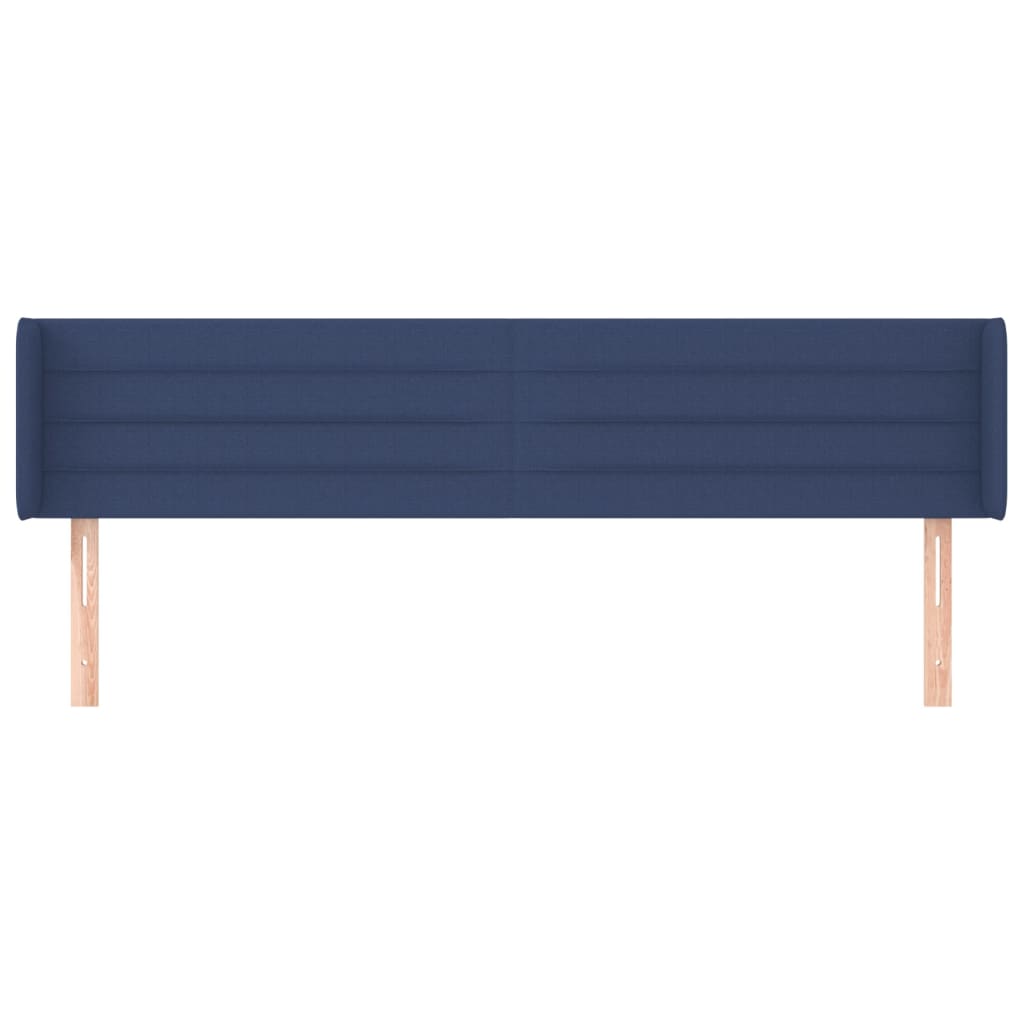 sengegavl med kanter 163x16x78/88 cm stof blå