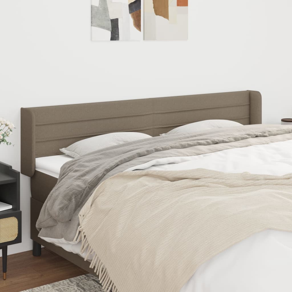 sengegavl med kanter 183x16x78/88 cm stof gråbrun