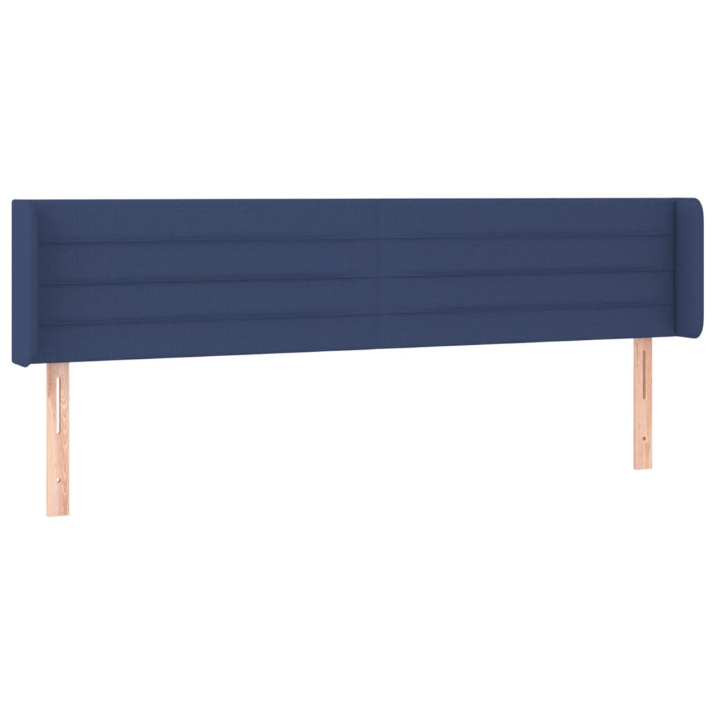 sengegavl med kanter 183x16x78/88 cm stof blå