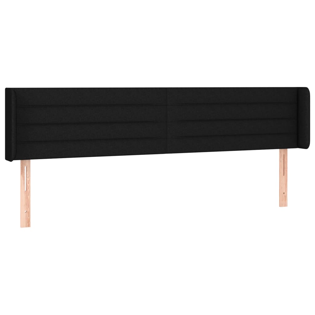 sengegavl med kanter 203x16x78/88 cm stof sort