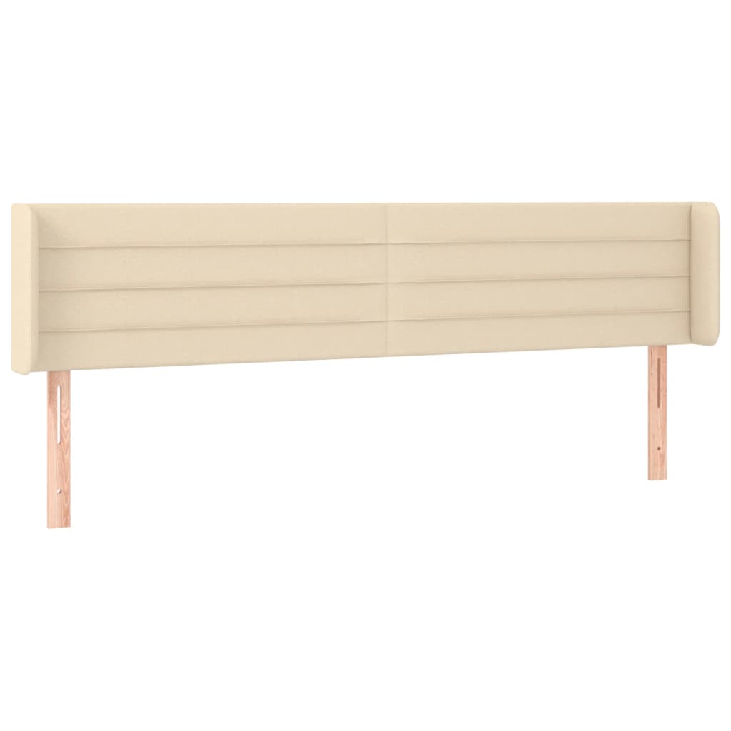 sengegavl med kanter 203x16x78/88 cm stof cremefarvet