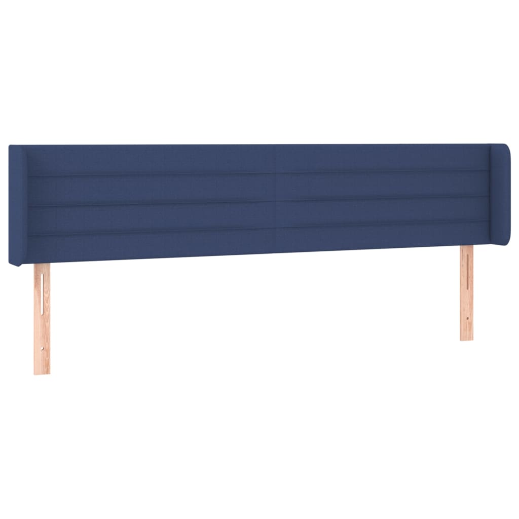 sengegavl med kanter 203x16x78/88 cm stof blå
