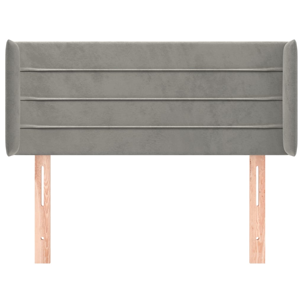 sengegavl med kanter 83x16x78/88 cm fløjl lysegrå