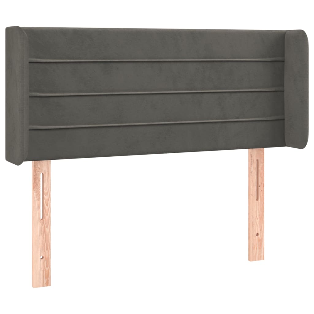 sengegavl med kanter 83x16x78/88 cm fløjl mørkegrå
