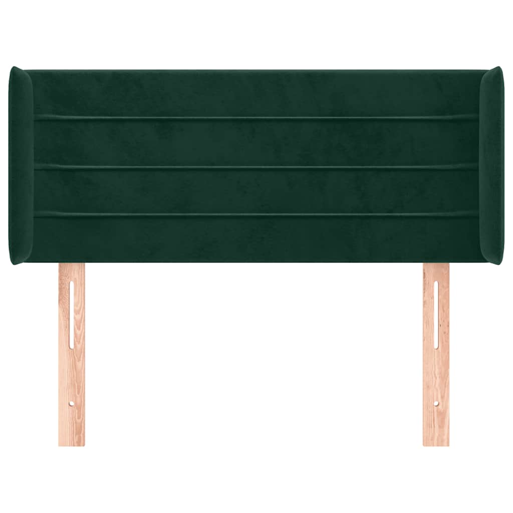 sengegavl med kanter 83x16x78/88 cm fløjl mørkegrøn