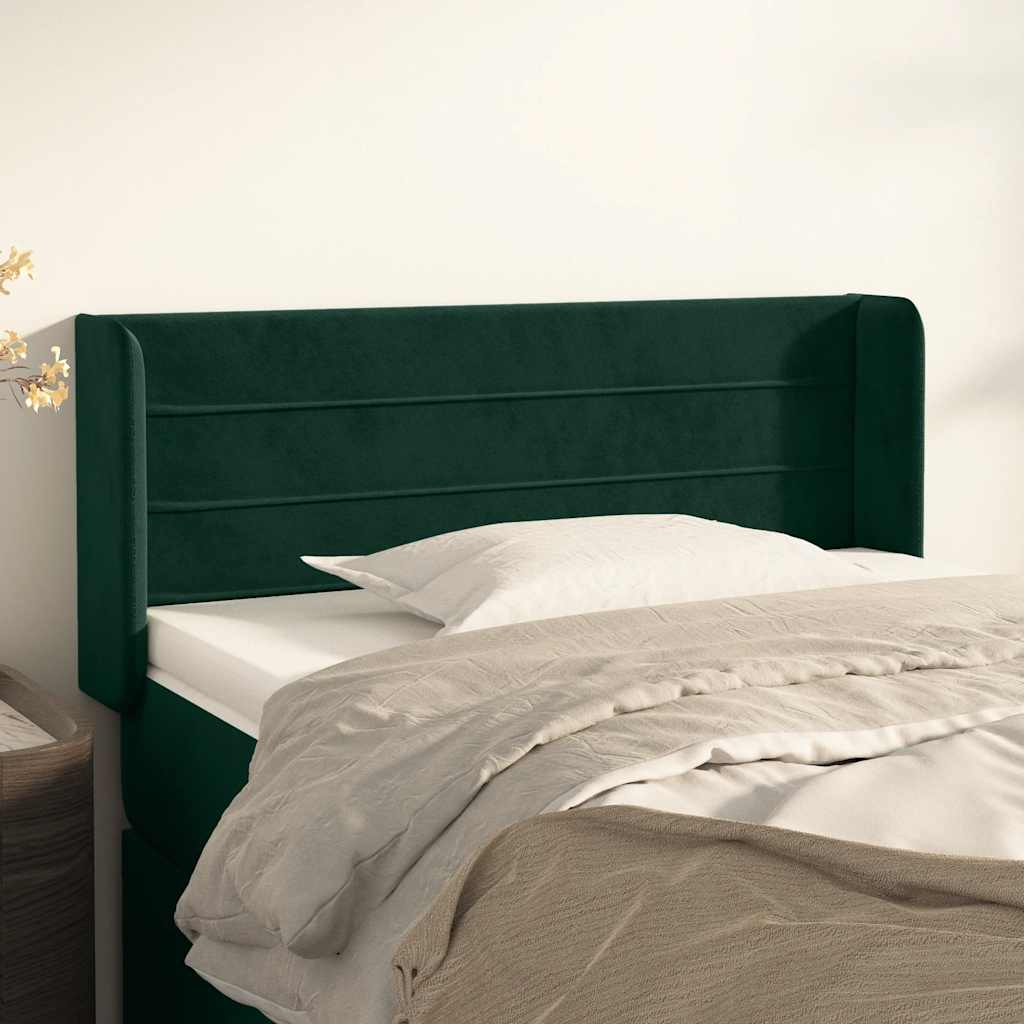 sengegavl med kanter 83x16x78/88 cm fløjl mørkegrøn