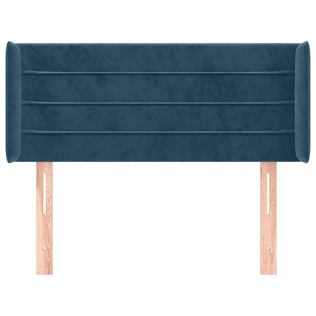 sengegavl med kanter 83x16x78/88 cm fløjl mørkeblå