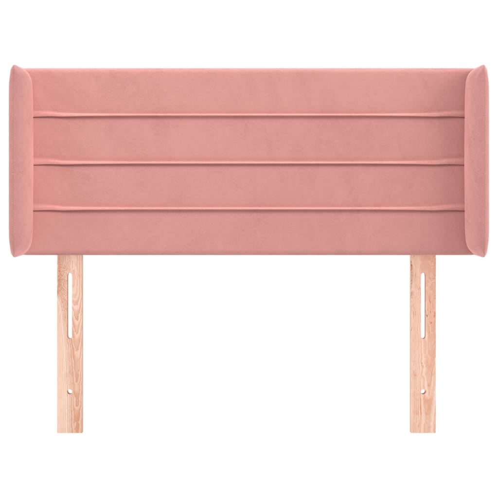 sengegavl med kanter 83x16x78/88 cm fløjl lyserød
