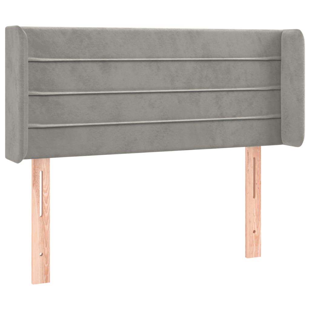 sengegavl med kanter 93x16x78/88 cm fløjl lysegrå