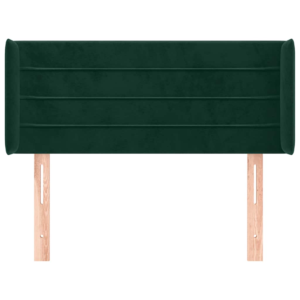 sengegavl med kanter 93x16x78/88 cm fløjl mørkegrøn