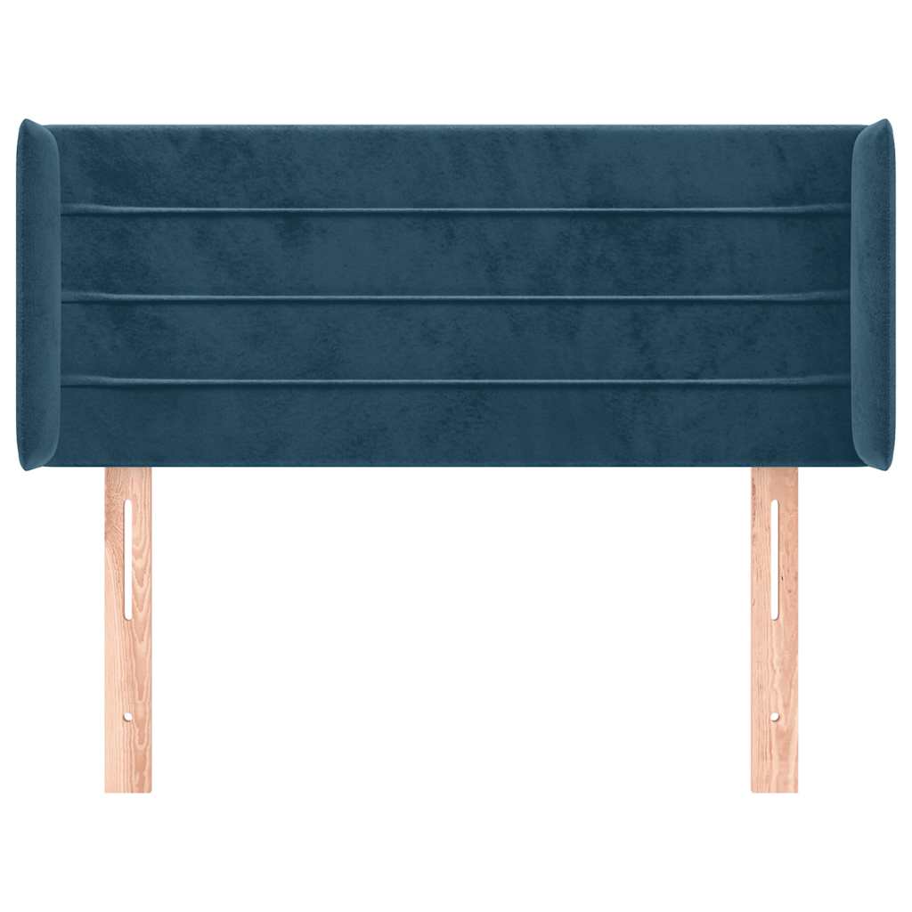 sengegavl med kanter 93x16x78/88 cm fløjl mørkeblå