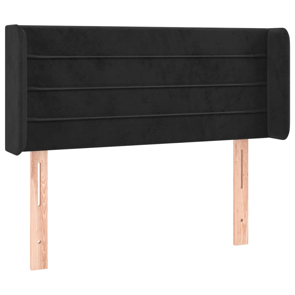 sengegavl med kanter 103x16x78/88 cm fløjl sort