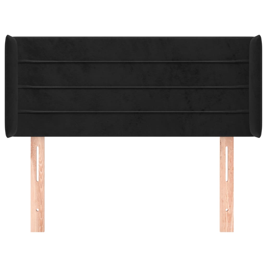 sengegavl med kanter 103x16x78/88 cm fløjl sort