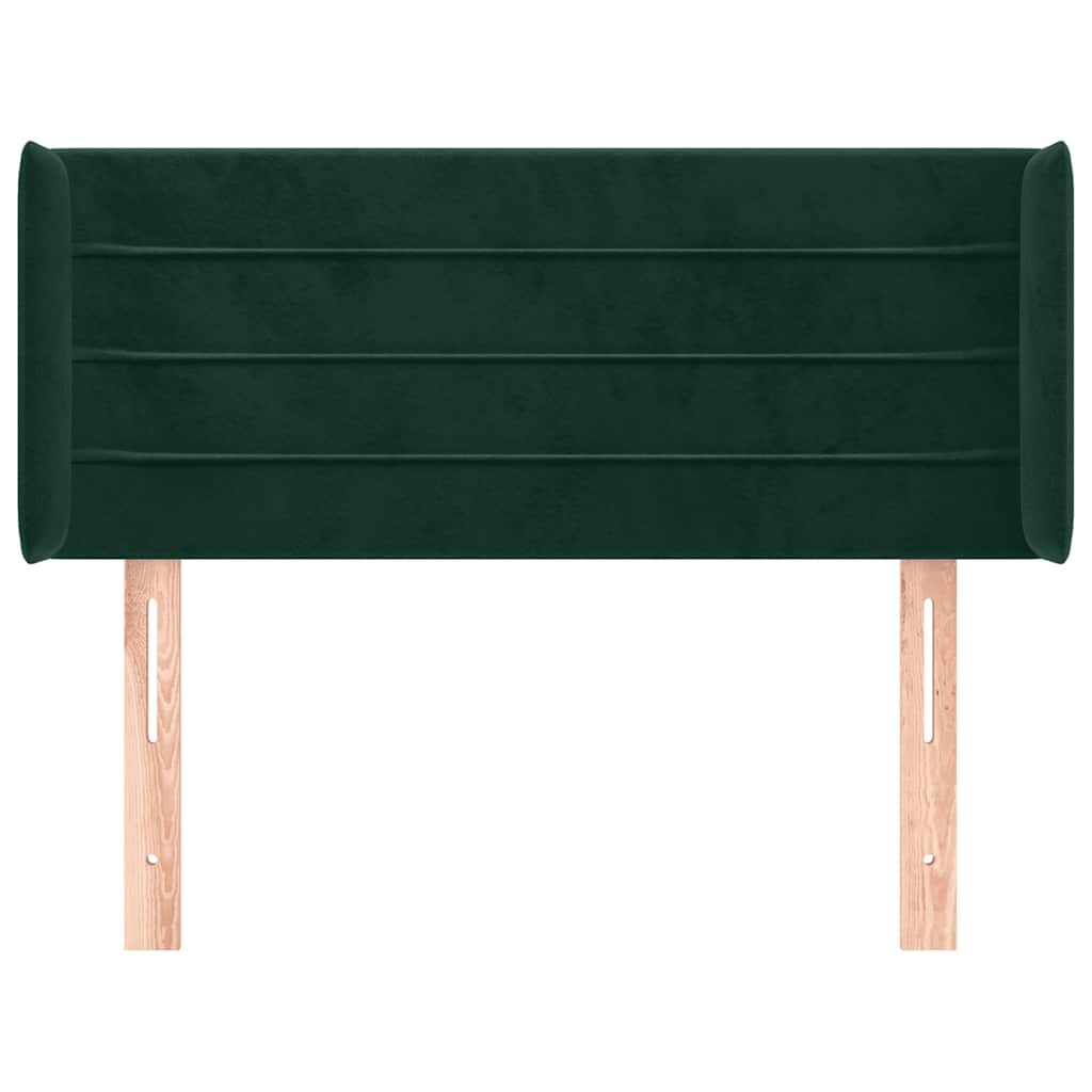 sengegavl med kanter 103x16x78/88 cm fløjl mørkegrøn