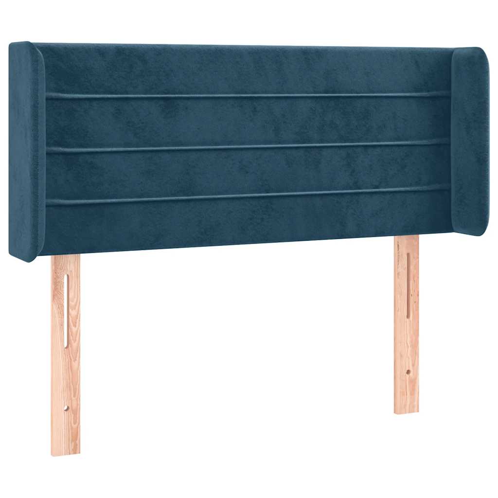 sengegavl med kanter 103x16x78/88 cm fløjl mørkeblå